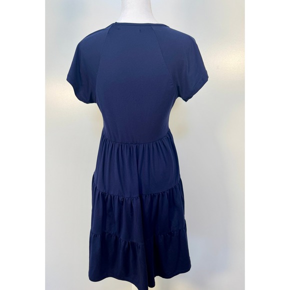Urban Outfitters Julia Tiered Mini Dress Short‎ Sleeves Navy Blue Womens SMALL - Picture 6 of 6